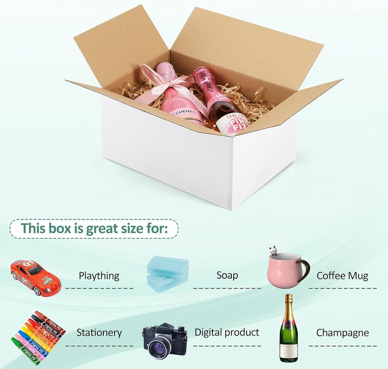 Eupako 10x7x5-Small-Shipping-Boxes-30-Pack-White-Corrugated-Box-Mailers, Cardboard Boxes for Packaging Small Business, Mailing - Image 3